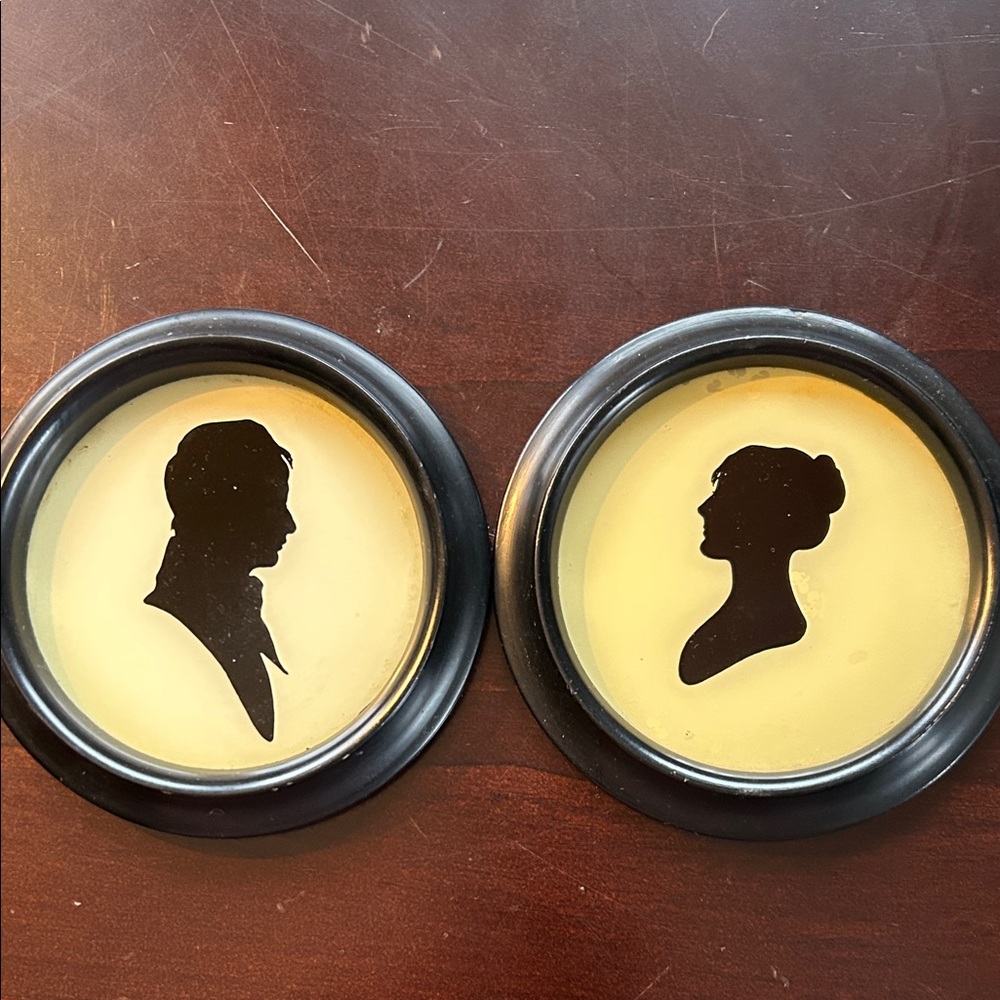 Vintage Silhouette Wall Plaques - Black & Cream Pair